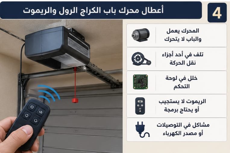 أعطال محرك باب الكراج الرول والريموت